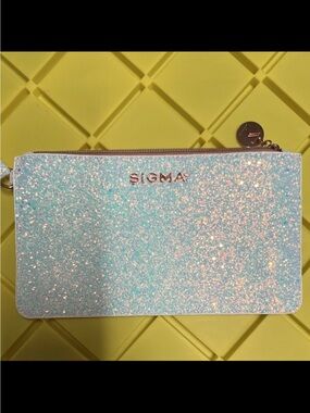 Sigma Beauty Iridescent Aqua Glitter Cosmetic Wristlet